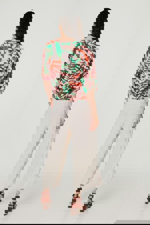 Green | Animal Print 3/4 Sleeve Relaxed Blouse