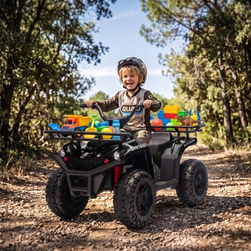 AIYAPLAY 12V Ride on ATV with Dual Motors Soft Start Battery Display, Black