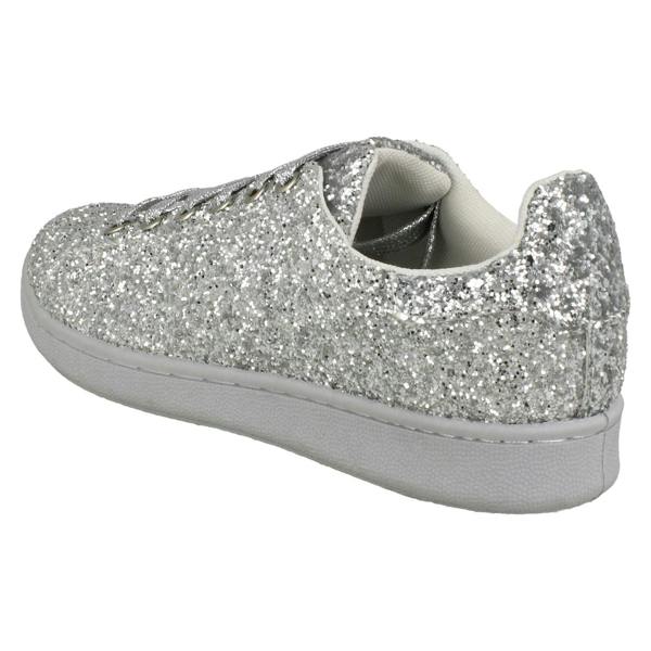 Spot On Ladies Spot On Glittery Lace Up Trainers