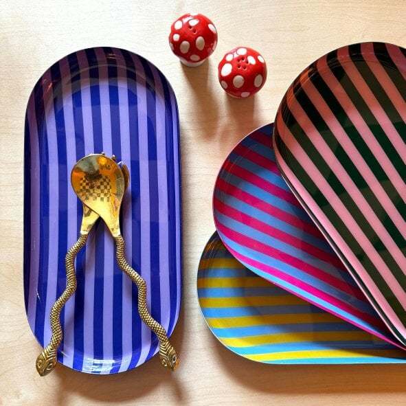 Love Frankie Large Stripy Oval Trays - 5 Colours Available