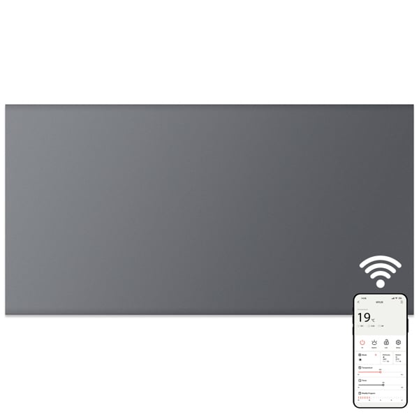 MYLEK Electric Radiator Panel Heater Grey WIFI Smart APP Eco 1500W Bathroom Safe Wall Mounted Timer Thermostat