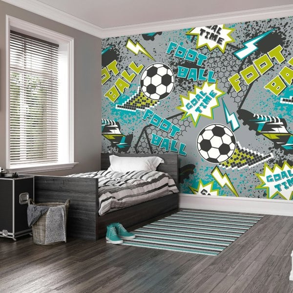 Origin Murals Graphic Pixel Footballs - Grey
