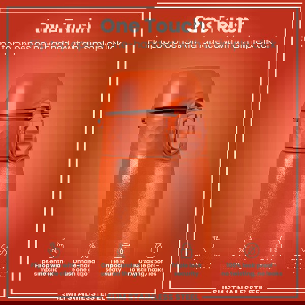 ION8 Leak Proof Slim Water Bottle, Stainless Steel, Hearty Orange, 600ml (20oz)