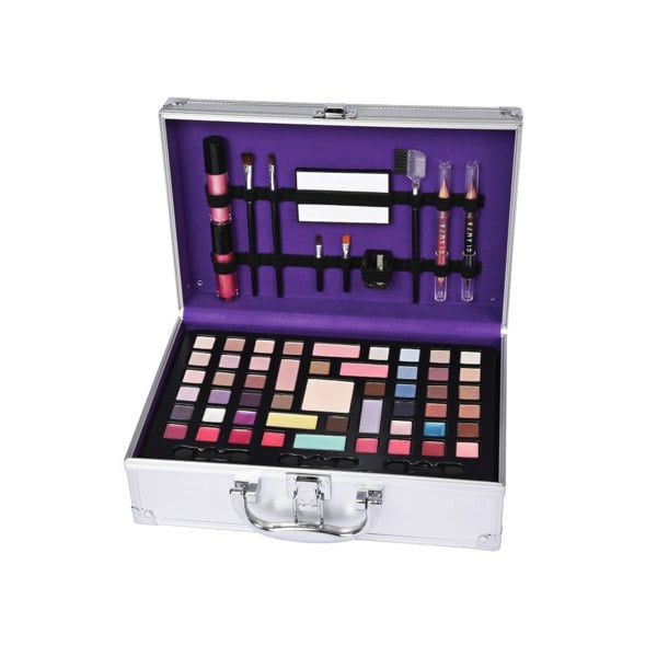 Glamza 68 Piece Vegan Makeup Set Vanity Case (Eyeshadow Palettes, Lipstick, Brushes & More)