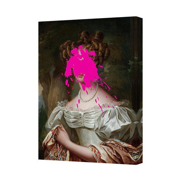 Benjamin Tate Design Vintage Portrait Canvas Wall Art Print With Pink Paint Splash