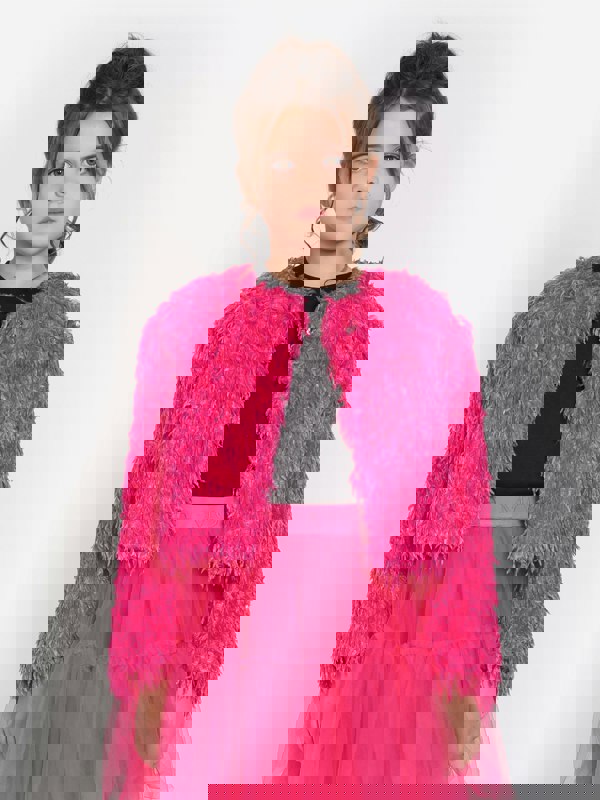 Monnalisa Girls Feathered Jacket in Pink