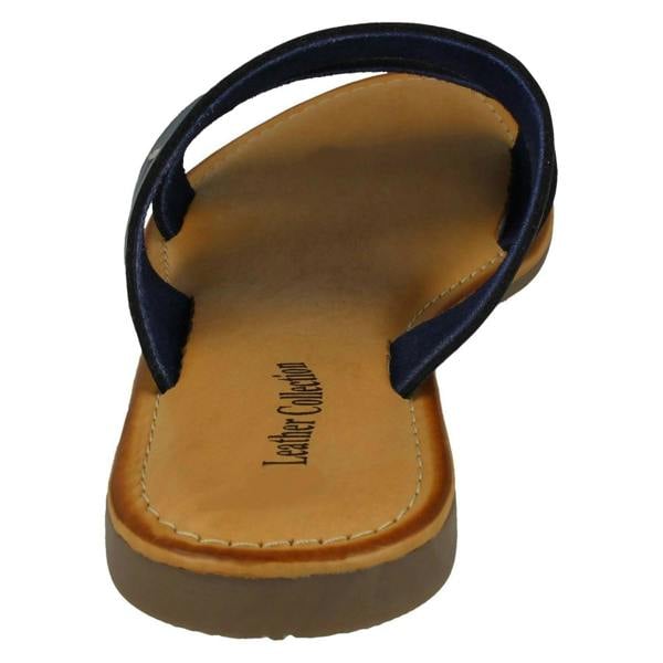 Leather Collection Ladies Leather Collection Flat Strappy Mules F00350
