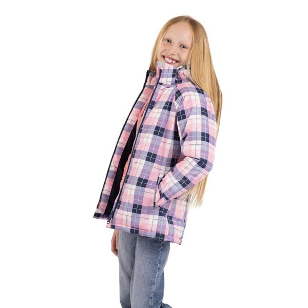 Trespass Girls Orland Checked Waterproof Jacket - Pink - 