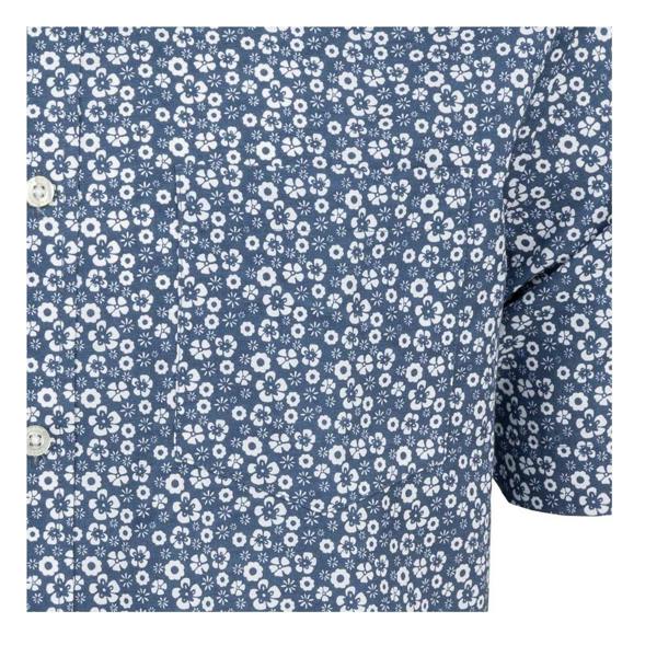Ben Sherman Mens Floral Short-Sleeved Shirt - Blue - 