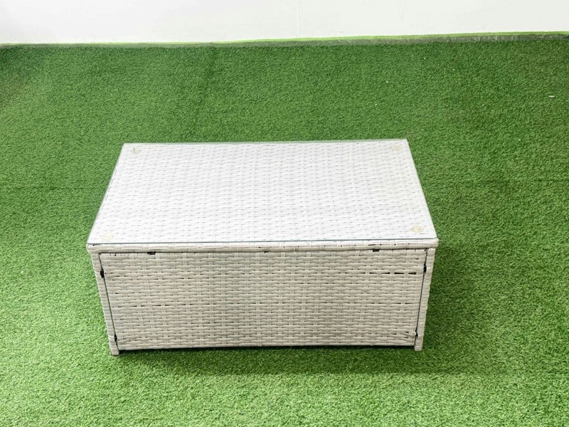 Fimous Garden Outdoor PE Rattan Furniture Set 8 Seater Rattan Garden Sofa Set with Oblong Coffee Table Light Grey Mixed