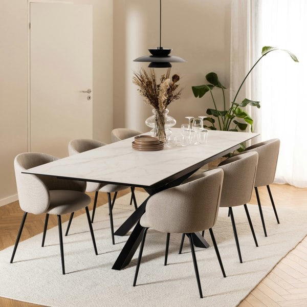 Furniture To Go Heaven Extendable Dining Table with Ceramic White Top 200cm