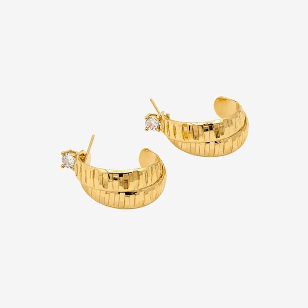 Uchi & Soto Kin Stone Sculptural Hoop Earrings