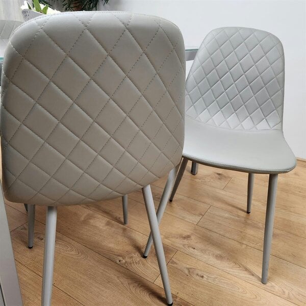 Kosy Koala Glass Dining table and 4 grey leather chairs  Grey Glass Table And 4 Chairs kitchen dining room furniture