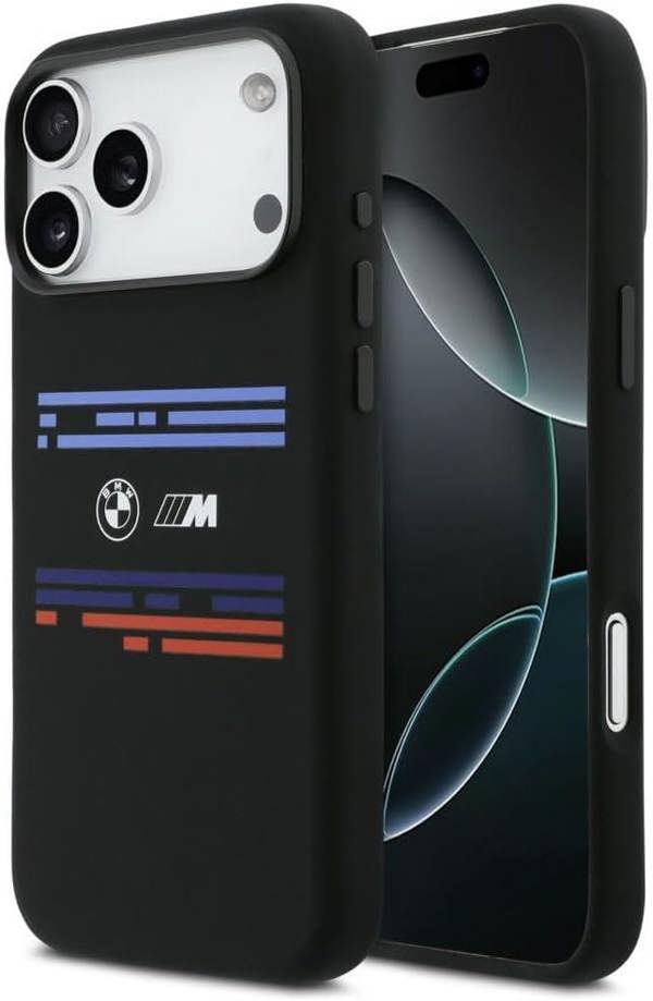 BMW M Series Silicone Horizontal Line Case with MagSafe for iPhone 17 Pro Max 6.9" Black - BMHMP17X25SHOTSK