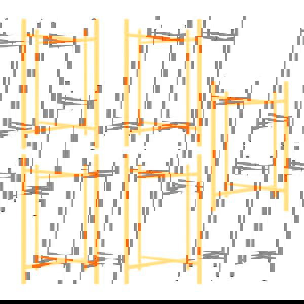 Five bright orange mortar board stands, each 750mm high, featuring a sturdy frame and crossbar design for stability and support