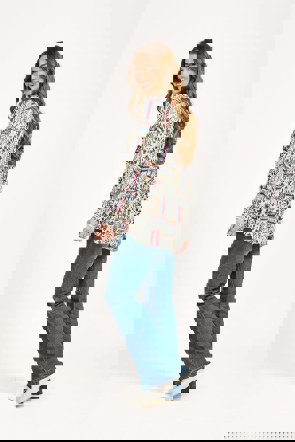 Mudflower Pintuck Printed Shirt