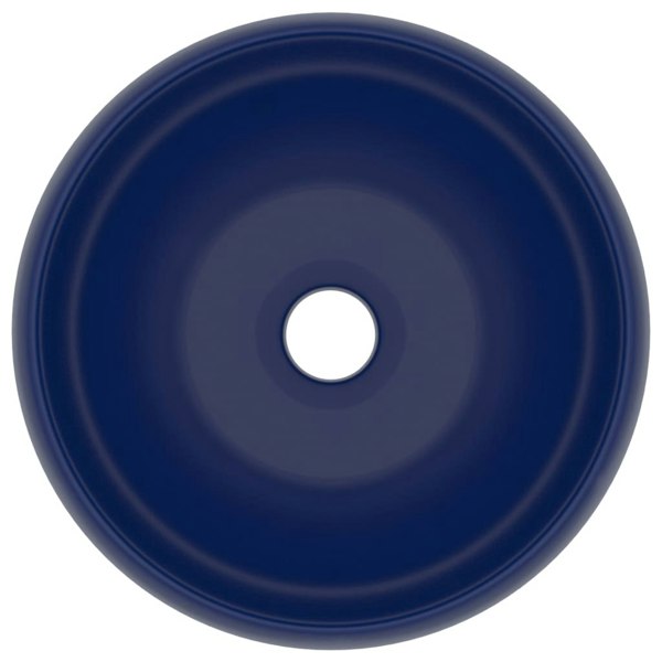 Berkfield Luxury Wash Basin Round Matt Dark Blue 40x15 cm Ceramic