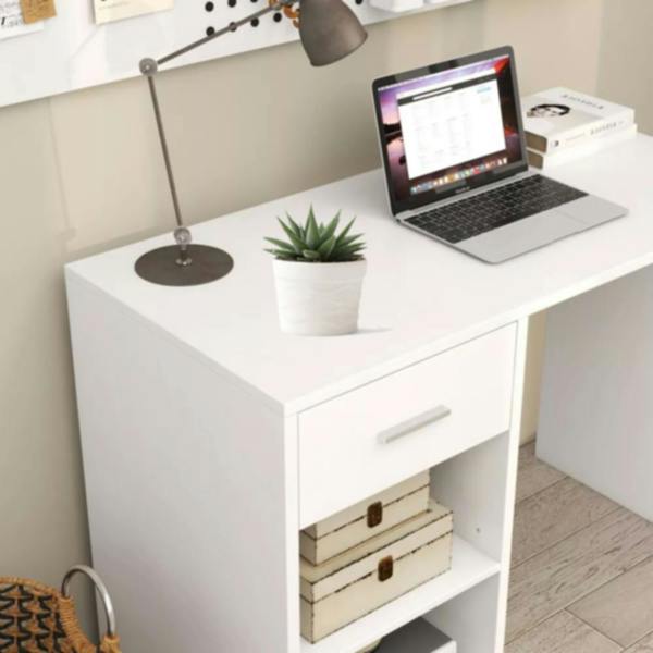 Havendro 100cm Computer Desk with Drawer & 2 Shelves Home Office Laptop Table