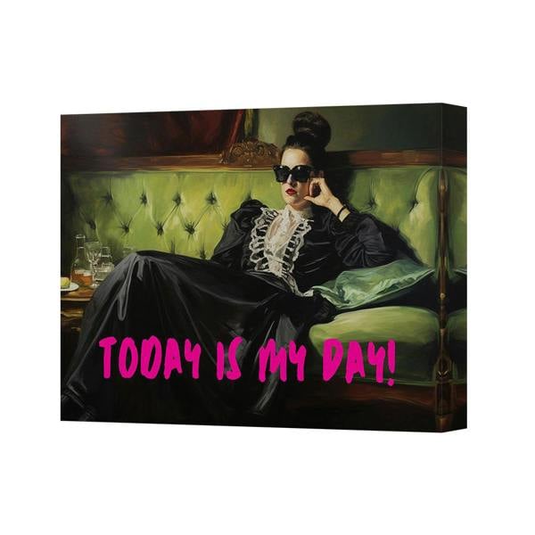 Benjamin Tate Design Contemporary Canvas Wall Art Print Today Is My Day Pink Quote