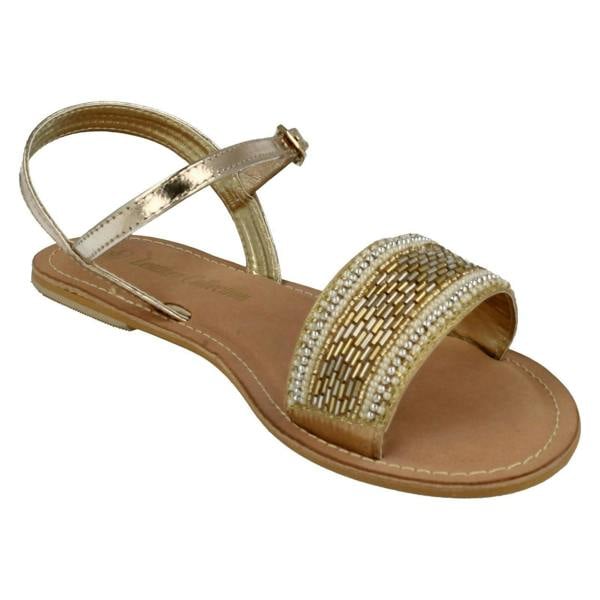 Spot On Ladies Spot On Leather Collection Beaded Sandals