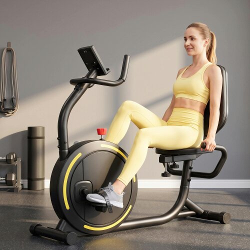 SPORTNOW Recumbent Exercise Bike with Bluetooth, App Connectivity, Wheels