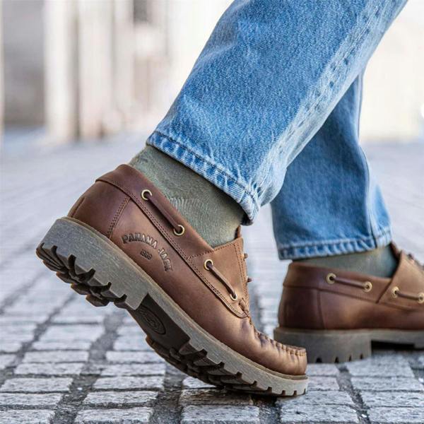Panama Jack Boat C5 Men's Waterproof Bark Brown Leather Lace-Up Low-Cut Ankle Boots -