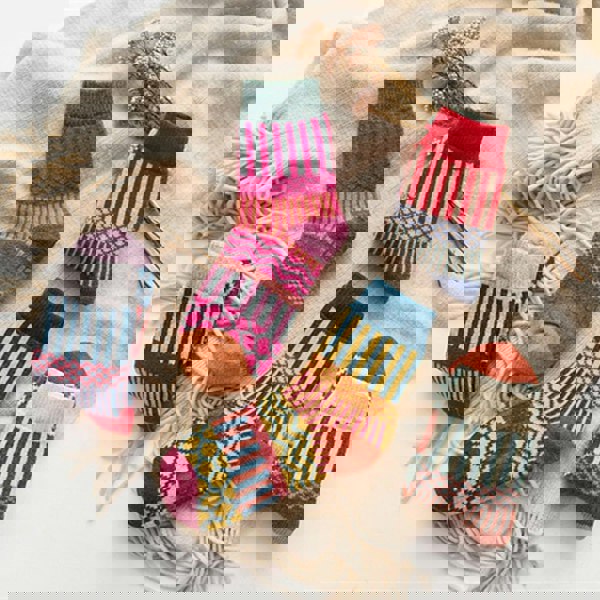 Anysox 5 Pairs Size 5-9 Fashion Socks Colorful Wind-Flowers Cotton Winter Thick Warm Wool Casual for Women Grey