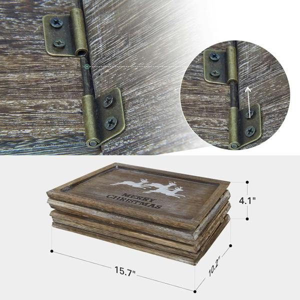 31.5 Inch Wooden Hexagon Christmas Tree Collar with Rustic Brown Finish image 6