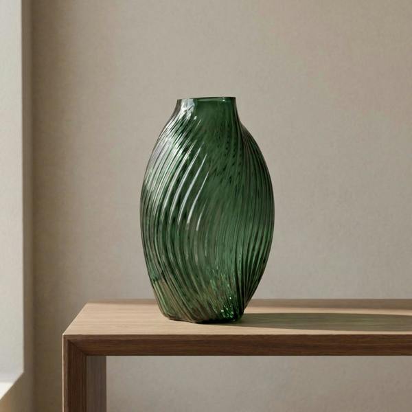 Garden Greatness Unique Textured Green Swirl Glass Vase