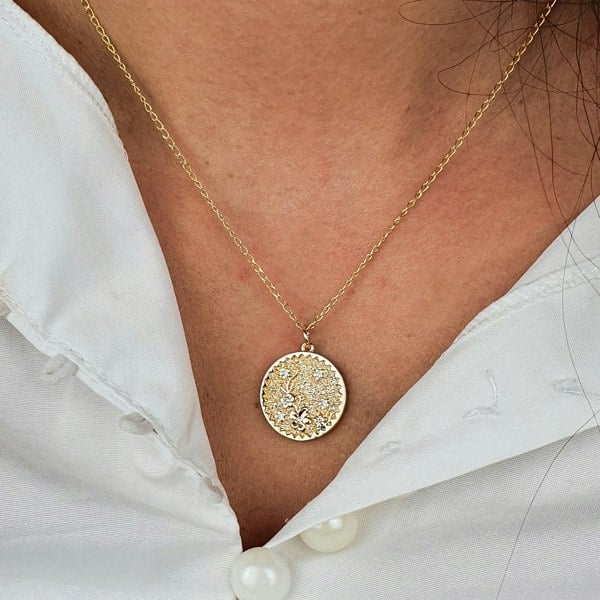 Dainty Cherry Blossom Flower Gold Plated Charm Necklace