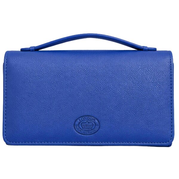 London Leathergoods Genuine Leather RFID Twin Zip Travel Passport Organiser - Blue