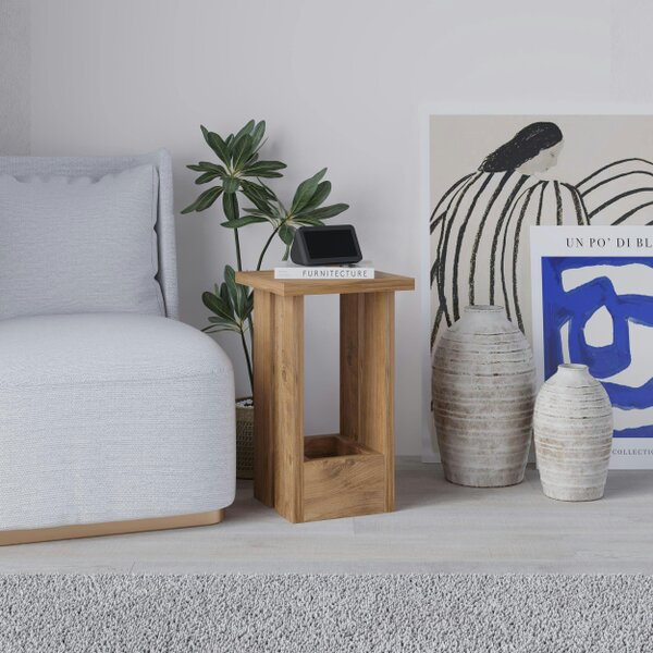 Decortie Tasos Square Side Table Nightstand (W) 30cm - Rustic Oak Effect