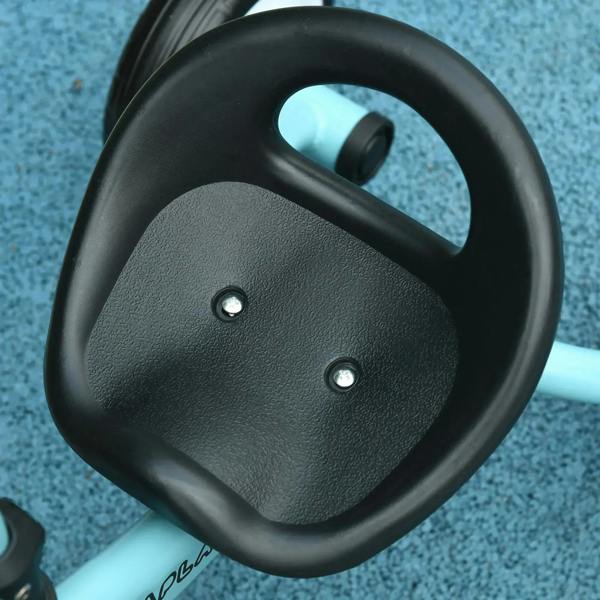 Blue kids tricycle steering wheel with black grips