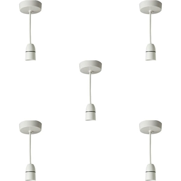 5 PACK 6 Inch White Ceiling Rose Pendant Light Bayonet BC Bulb Lamp Shade Holder