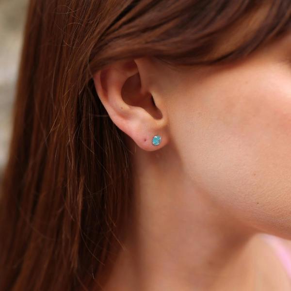 Spero London Sterling Silver Glittering Blue Stud Earring