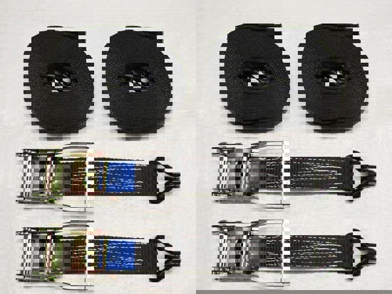 Ratchet Straps 50MM 5T 8M X2 (Tie Down Heavy Duty Cargo Recovery Trailer Claw Hook Black)