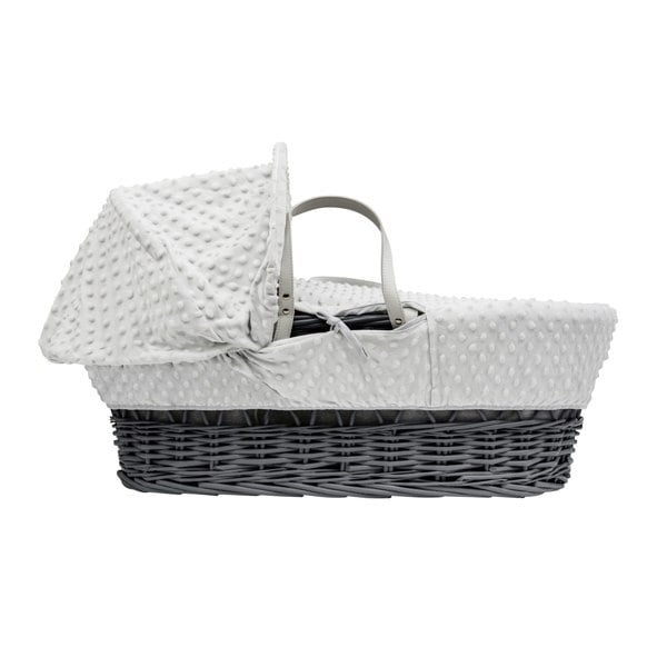 Kinder Valley White Teddy Wash Day Grey Wicker Moses Basket