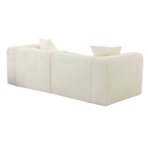 Furniture Edit Tarra Fluffy Oversized Cream Corduroy Modular Loveseat