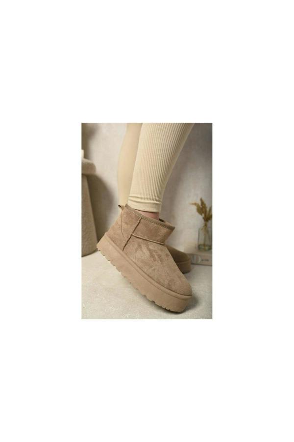 Jazlyn Faux Fur Lined Ankle Platform Mini Boots - Camel
