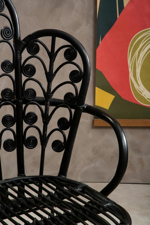 Interiors by Premier Java Black Natural Rattan Scalloped Back Chair