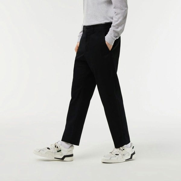 Lacoste Mens Cotton Stretch Tapered Chinos - Black