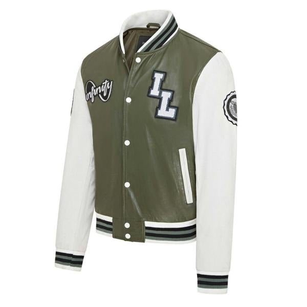 Infinity Leather Mens Baseball Leather Letterman Bomber Jacket - Ashwood