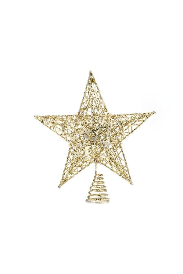 Living and Home 25cm Christmas Tree Topper Golden Glitter Christmas Tree Star with LED Lights