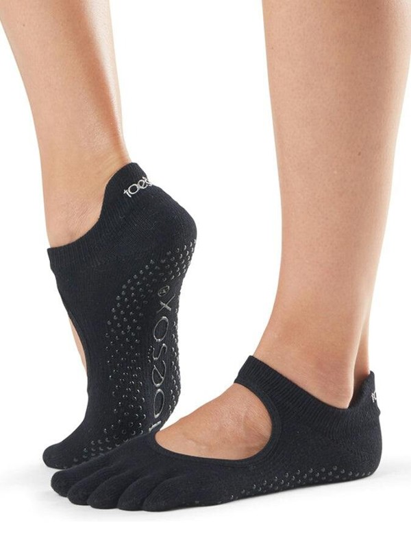 ToeSox Full Toe Bellarina Women's Yoga Grip Socks - XS - Black