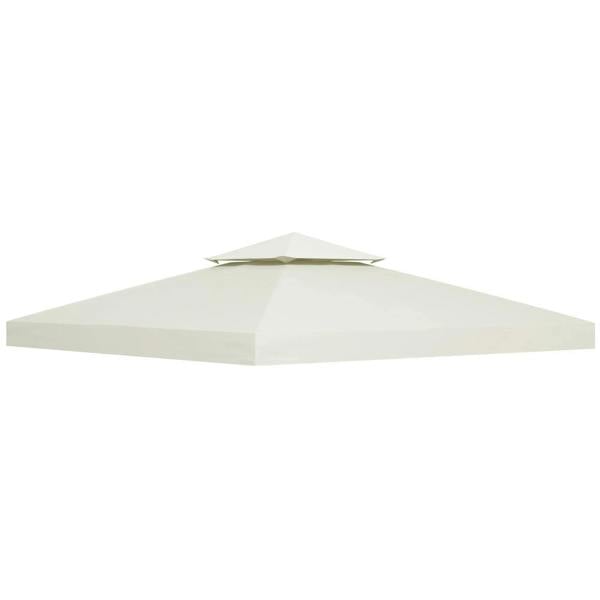 Cream white replacement gazebo canopy top, flat with peaked corners.