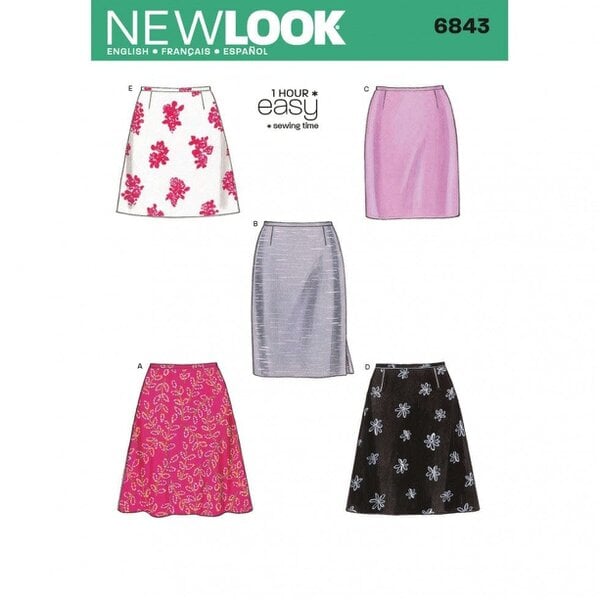 New Look Sewing Pattern 6843, Skirts for Women, 8-10-12-14-16-18 - Beginner, Easy