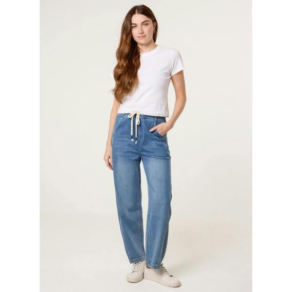 Blue Vanilla Elastic Waist Seam Detail Jeans