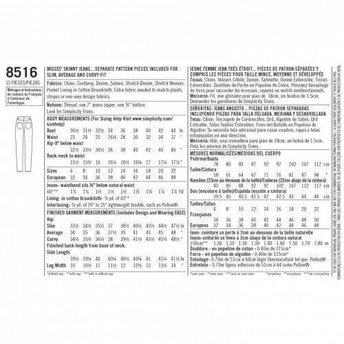 Simplicity Sewing Pattern 8516, Trousers for Women, H5 (6-8-10-12-14) - Intermediate