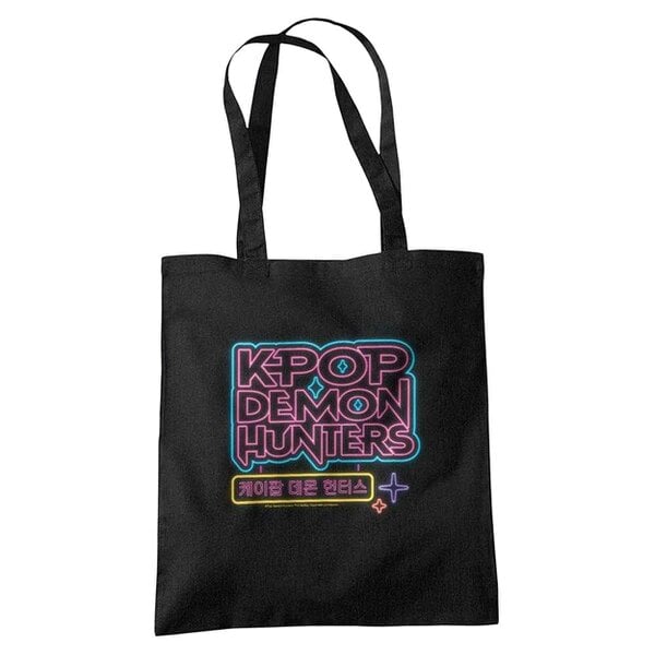 K-Pop Demon Hunters Glowing Lights Travel Logo Tote Bag - Black