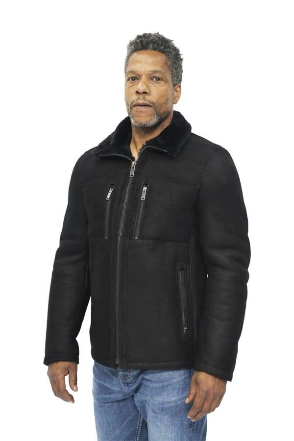 Infinity Leather Mens Sheepskin Biker Bomber Jacket-Hungerford